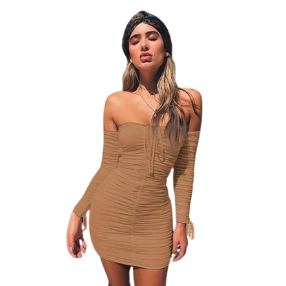 Laurette - Vestido bandage sexy con hombros descubiertos