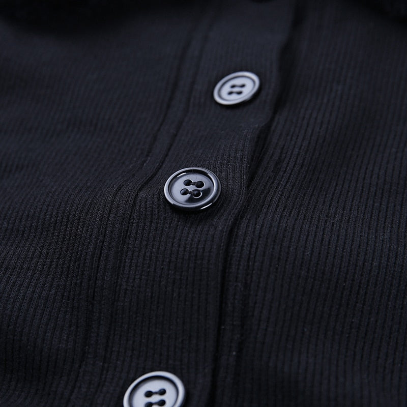 Elva - Jersey corto con cuello de pelo y botones