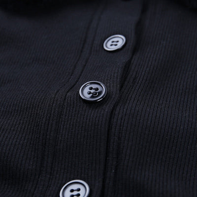 Elva - Jersey corto con cuello de pelo y botones