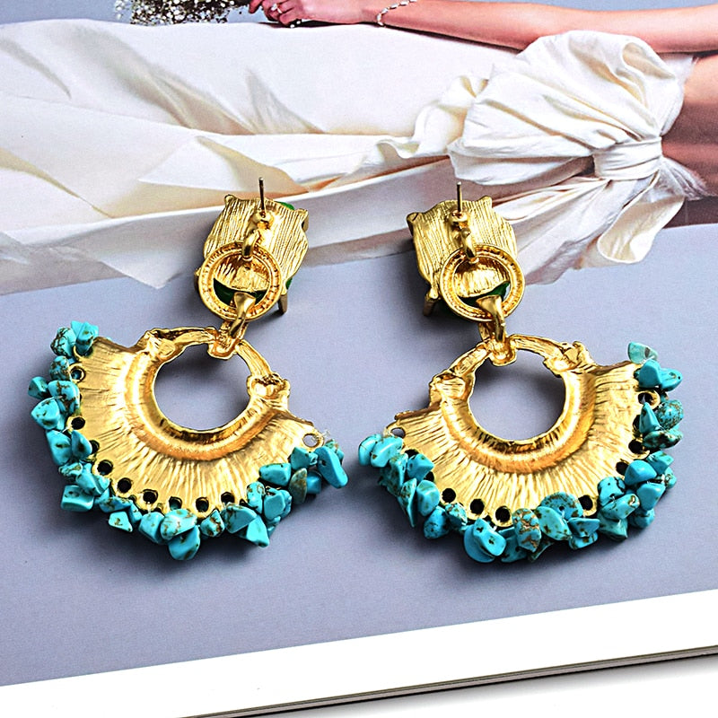 Pendientes bohemios vintage hechos a mano con strass