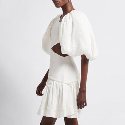 Heidy - Vestido asimétrico con mangas abullonadas