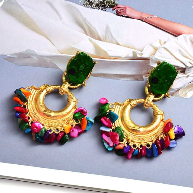 Pendientes bohemios vintage hechos a mano con strass