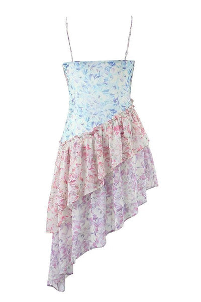 Melanie - Mini vestido de volantes con estampado