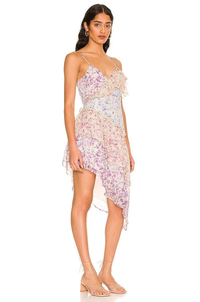 Melanie - Mini vestido de volantes con estampado