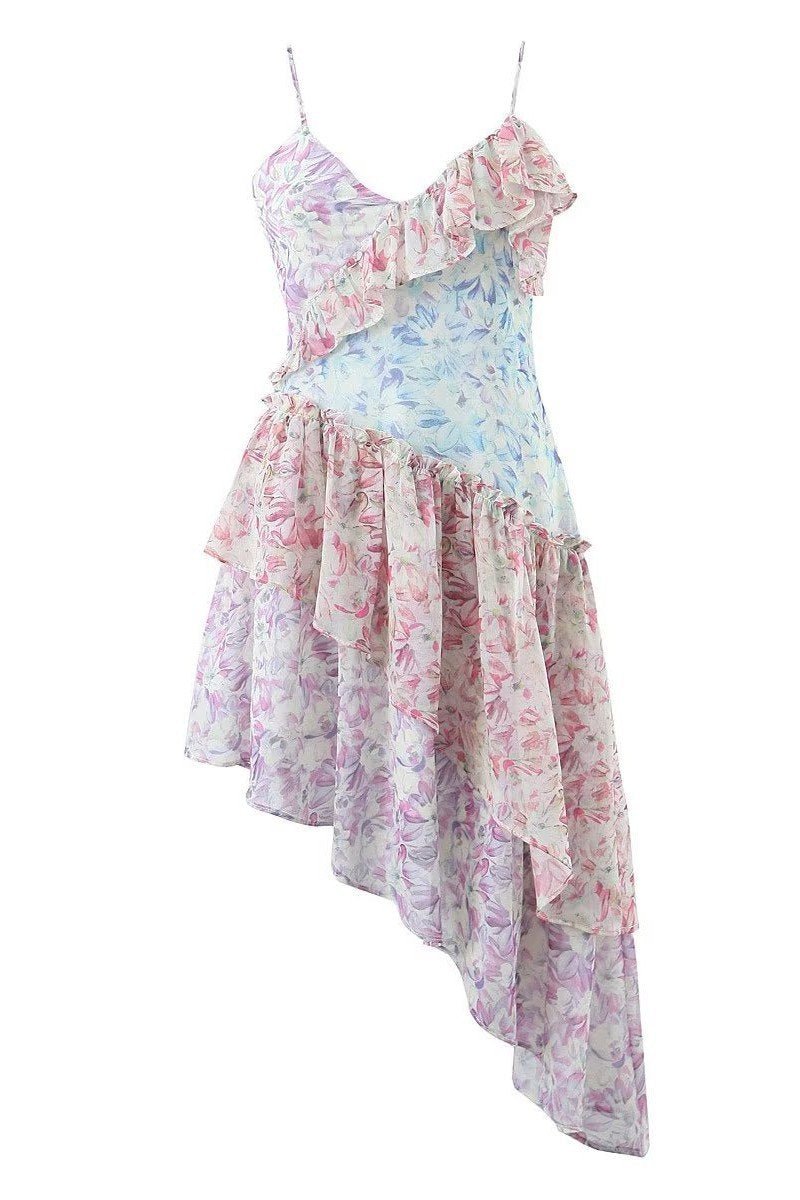 Melanie - Mini vestido de volantes con estampado