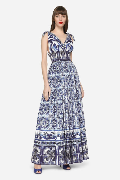 Tanja - maxi vestido estampado con tirantes anudados