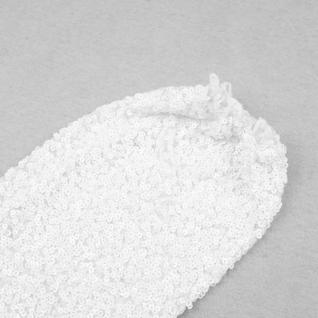 Jade - Minivestido de noche de manga larga con lentejuelas brillantes