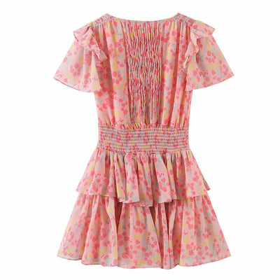 Ella - Sweet Style Minivestido con volantes y estampado floral