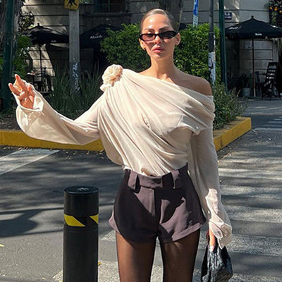 Margaret - Blusa de gasa con un hombro