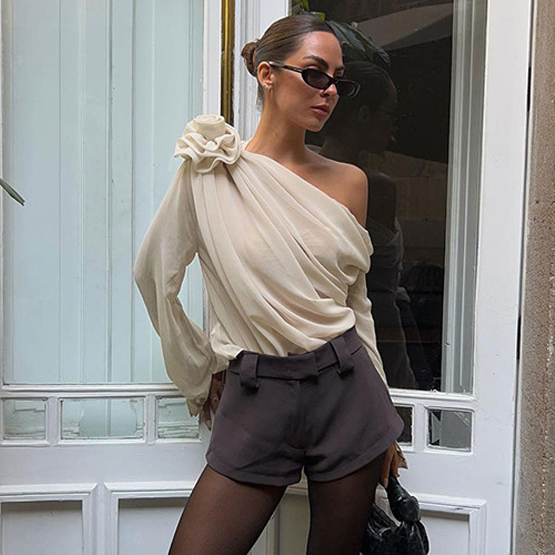 Margaret - Blusa de gasa con un hombro