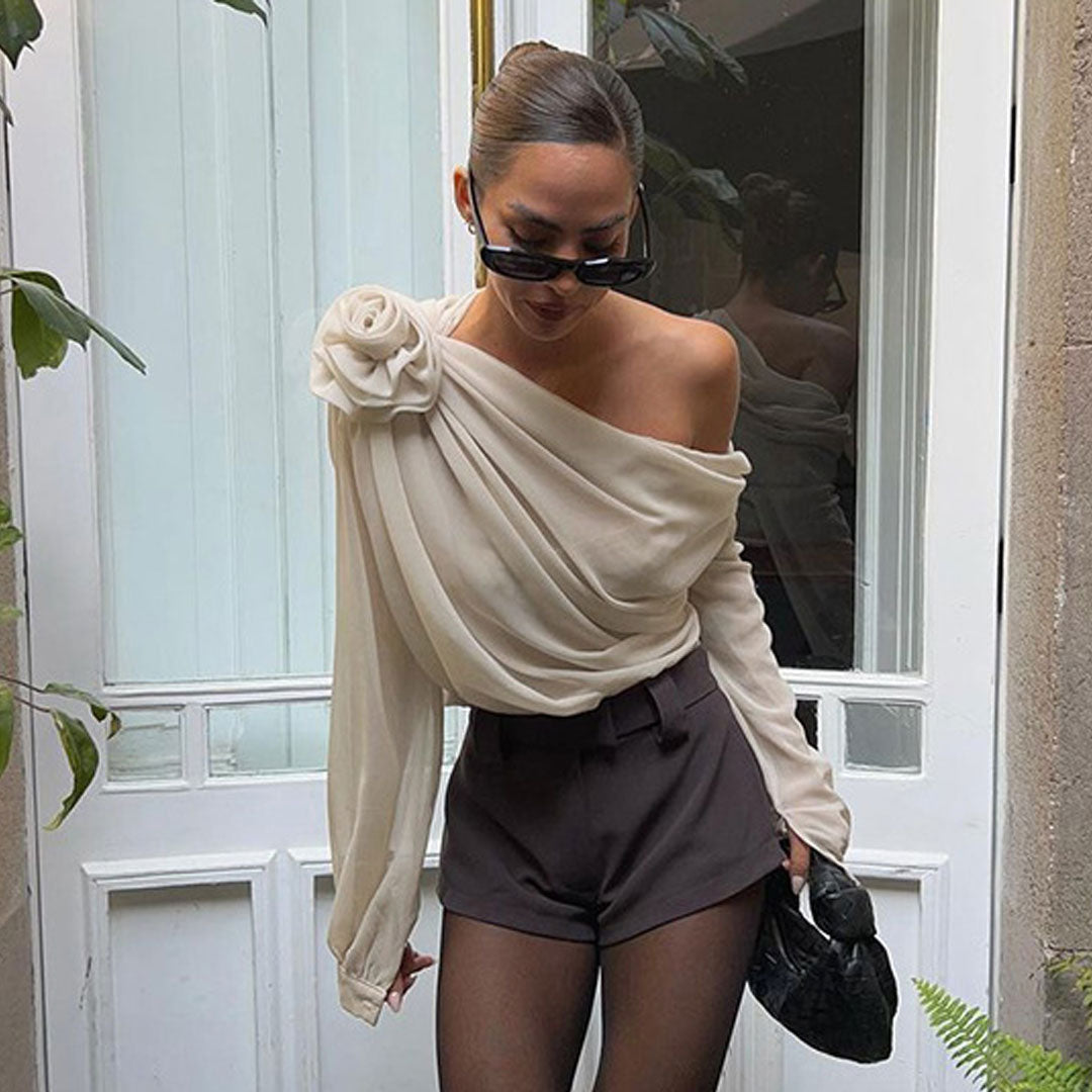 Margaret - Blusa de gasa con un hombro