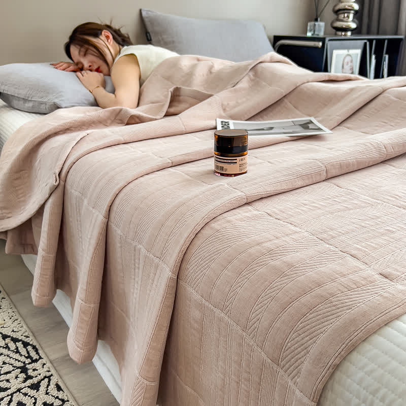 Colcha de muselina de algodón a rayas