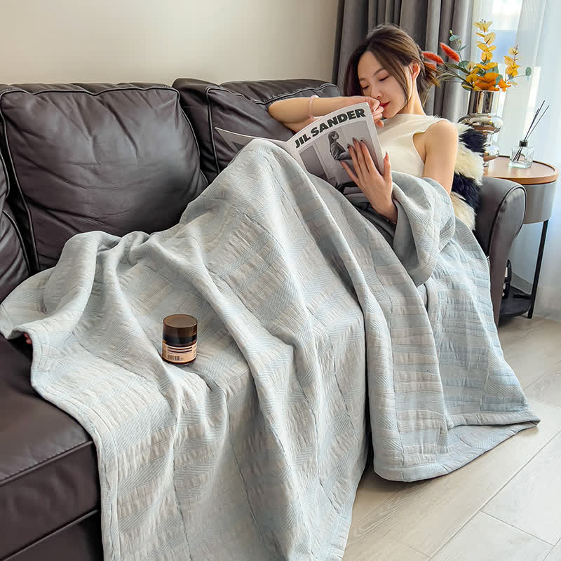 Colcha de muselina de algodón a rayas