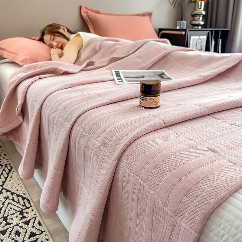 Colcha de muselina de algodón a rayas