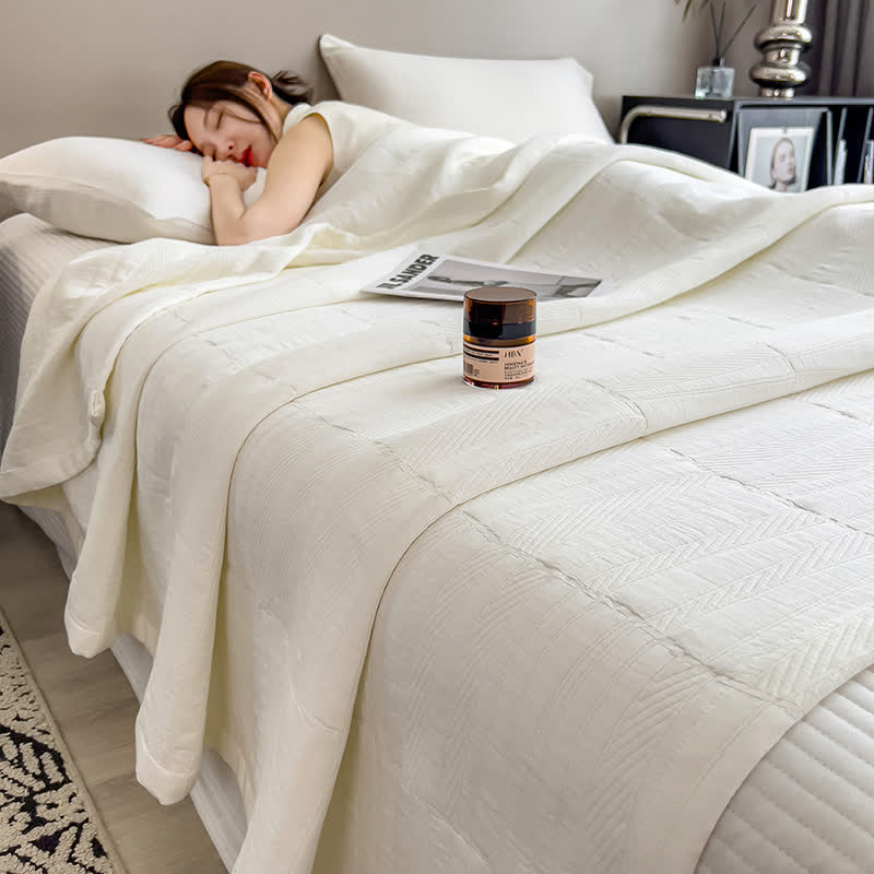 Colcha de muselina de algodón a rayas