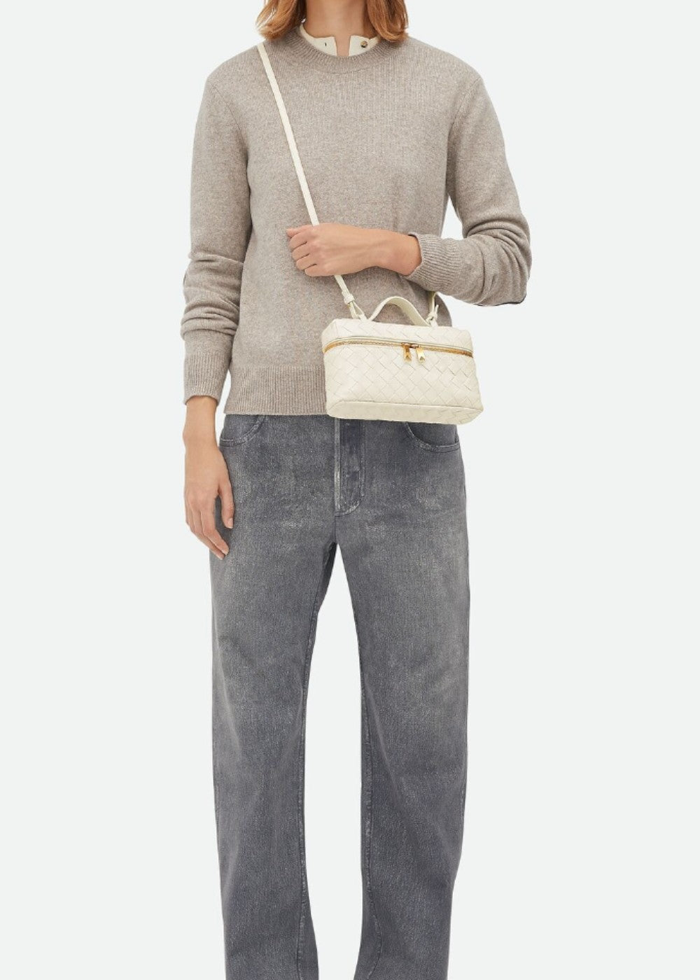 Bolso mujer trenzado negro estructura rígida cremalleras doradas - Valeska