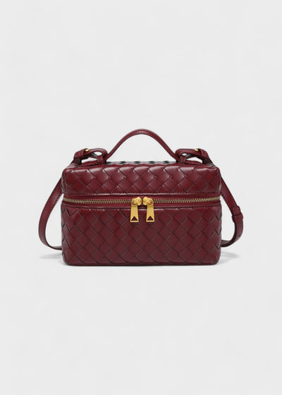 Bolso mujer trenzado negro estructura rígida cremalleras doradas - Valeska