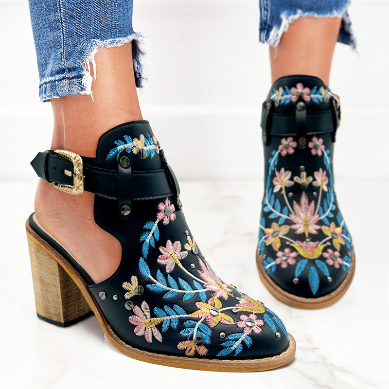 Nina - Zapatos Broderie Florale